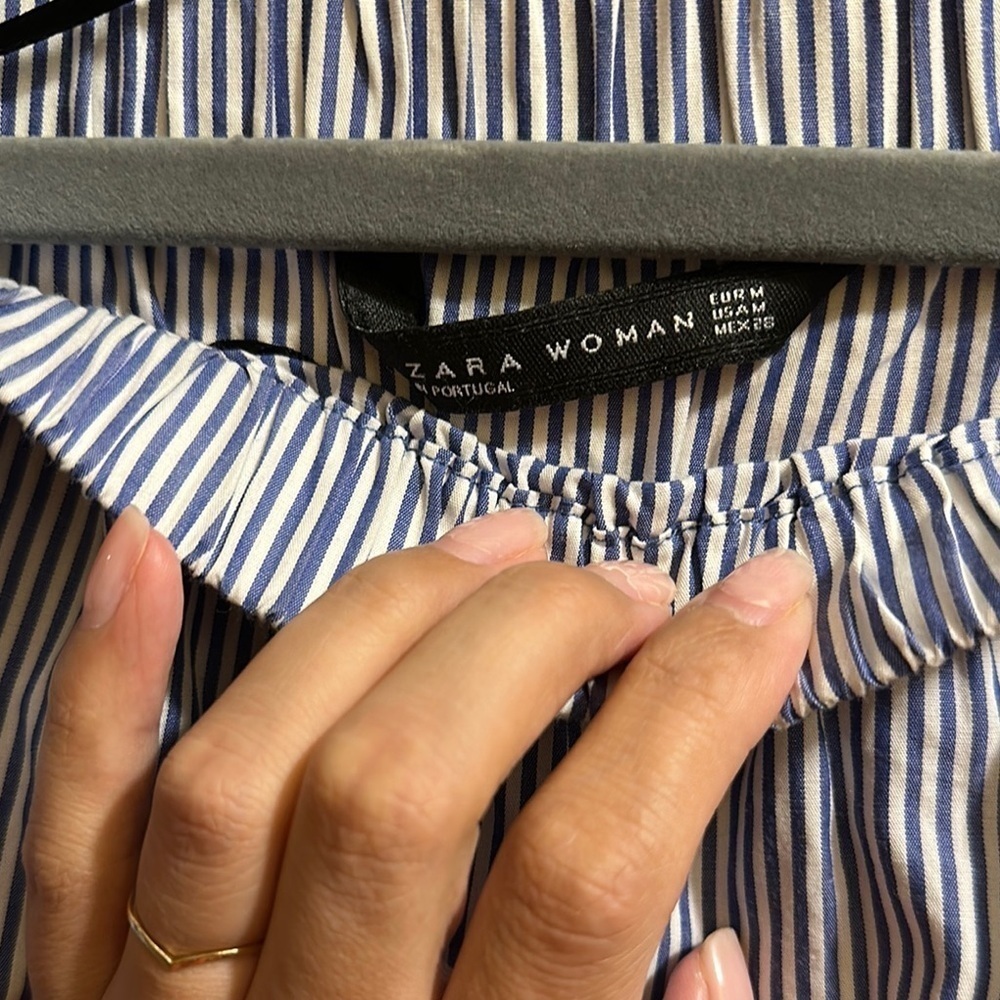Zara Striped Off-Shoulder Blouse - Picture 2 of 2